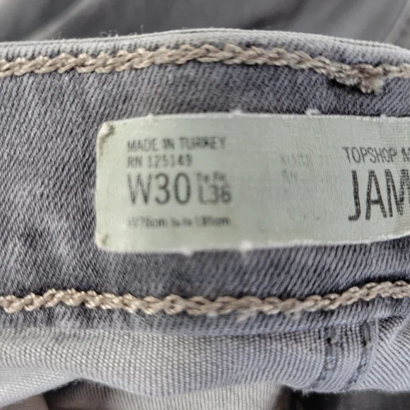 Womans Top Shop Moto Tall Jeans 30 x 36 Gray Jamie Skinny - Picture 10 of 11
